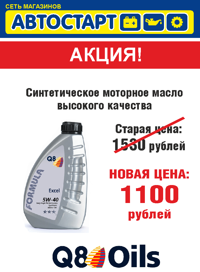 Масло Q8 Formula Excel 5W-40 4л по цене 1100 рублей в магазине Автостарт