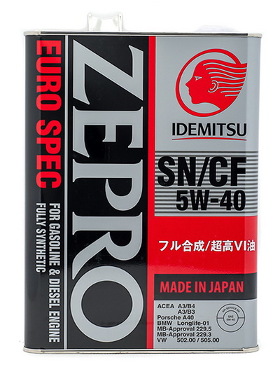 Масло моторное Idemitsu Zepro Euro Spec 5W-40 SN/CF 4л