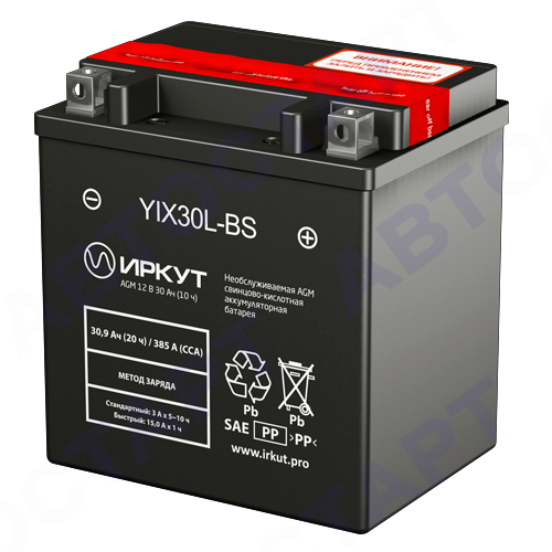 Аккумулятор Иркут 30Ач YIX30L-BS (30,9 Ач о.п. CT1230)
