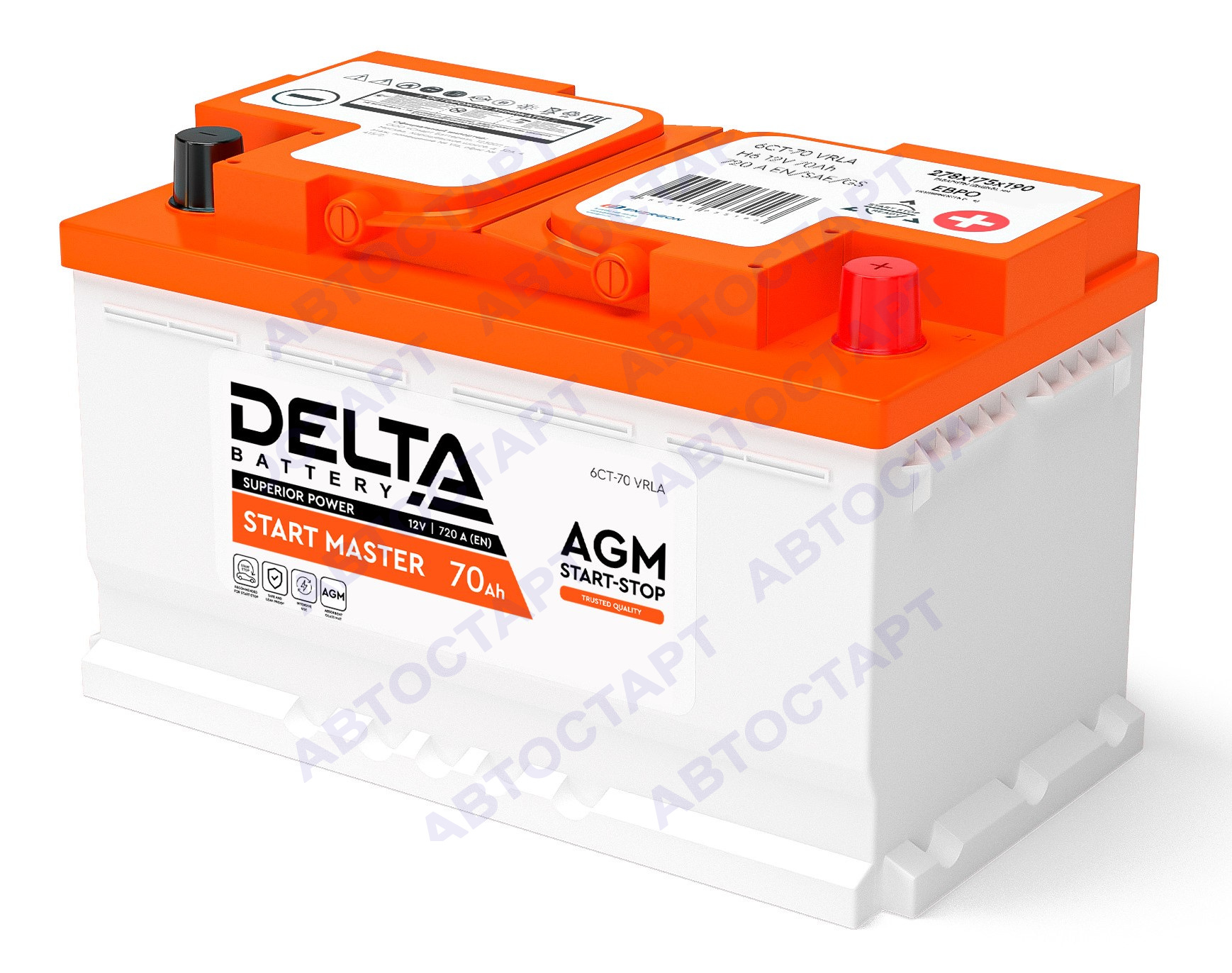 Аккумулятор Delta Start Master 70 о.п. AGM