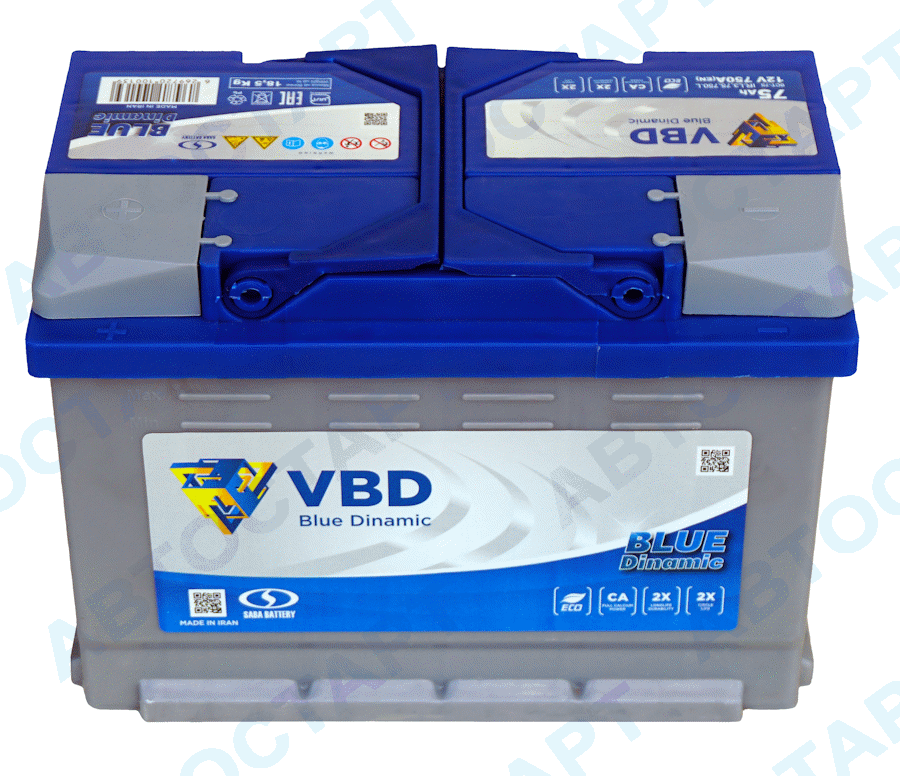 Аккумулятор VBD Blue Dinamic 6СТ-75 о.п.