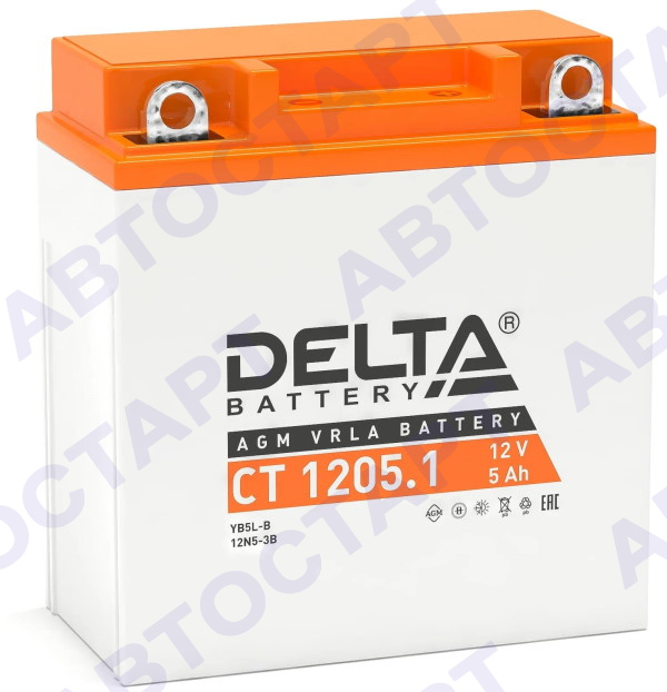 Аккумулятор Delta CT1205.1 (5Ач 12N5-3B, YB5L-B)