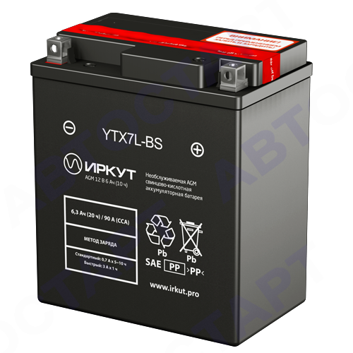 Аккумулятор Иркут 6Ач YTX7L-BS (6,3Ач CT1207.1)
