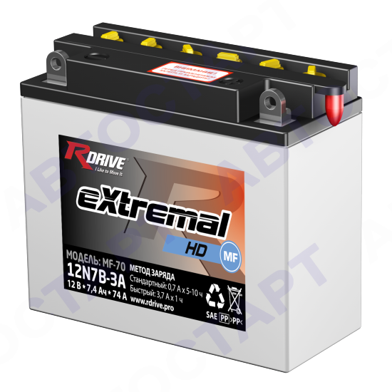 Аккумулятор RDrive eXtremal HD 7Ач 12N7B-3A (7,4Ач п.п.)