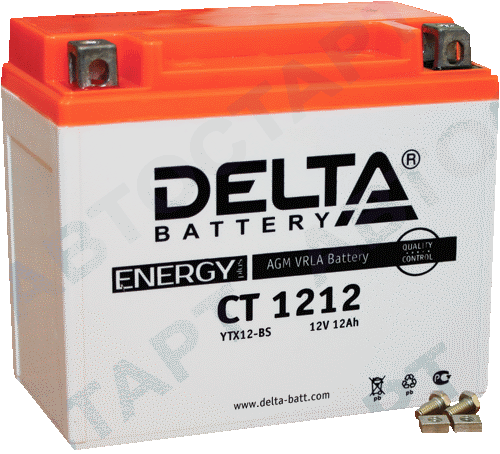 Аккумулятор Delta CT1212 (12Ач YTX14-BS, YTX12-BS)
