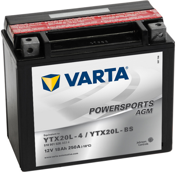 Аккумулятор Varta 518 901 026 AGM /18 Ач о.п. мото